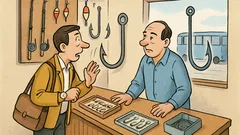 Banc: La magazinul cu ustensile de pescuit...