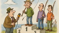 Banc: La concurs de pescuit, un bătrânel câștigă