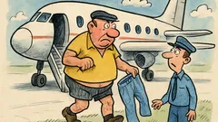 Banc: Din avion coboară nea Gheorghe cu pantalonii
