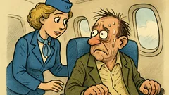 Banc: Stewardesa întreabă un pasager neliniștit...