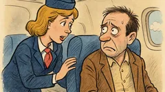 Banc: Stewardesa vede un pasager prea neliniștit...