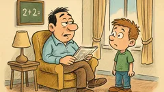 Banc: Bulișor către Bulă: «Tată, azi profu’…»