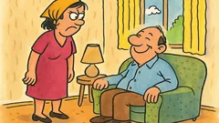 Banc: Soția întreabă: «Ce e cu fața?»