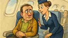 Banc: Văzând un pasager neliniștit, stewardesa îl întreabă
